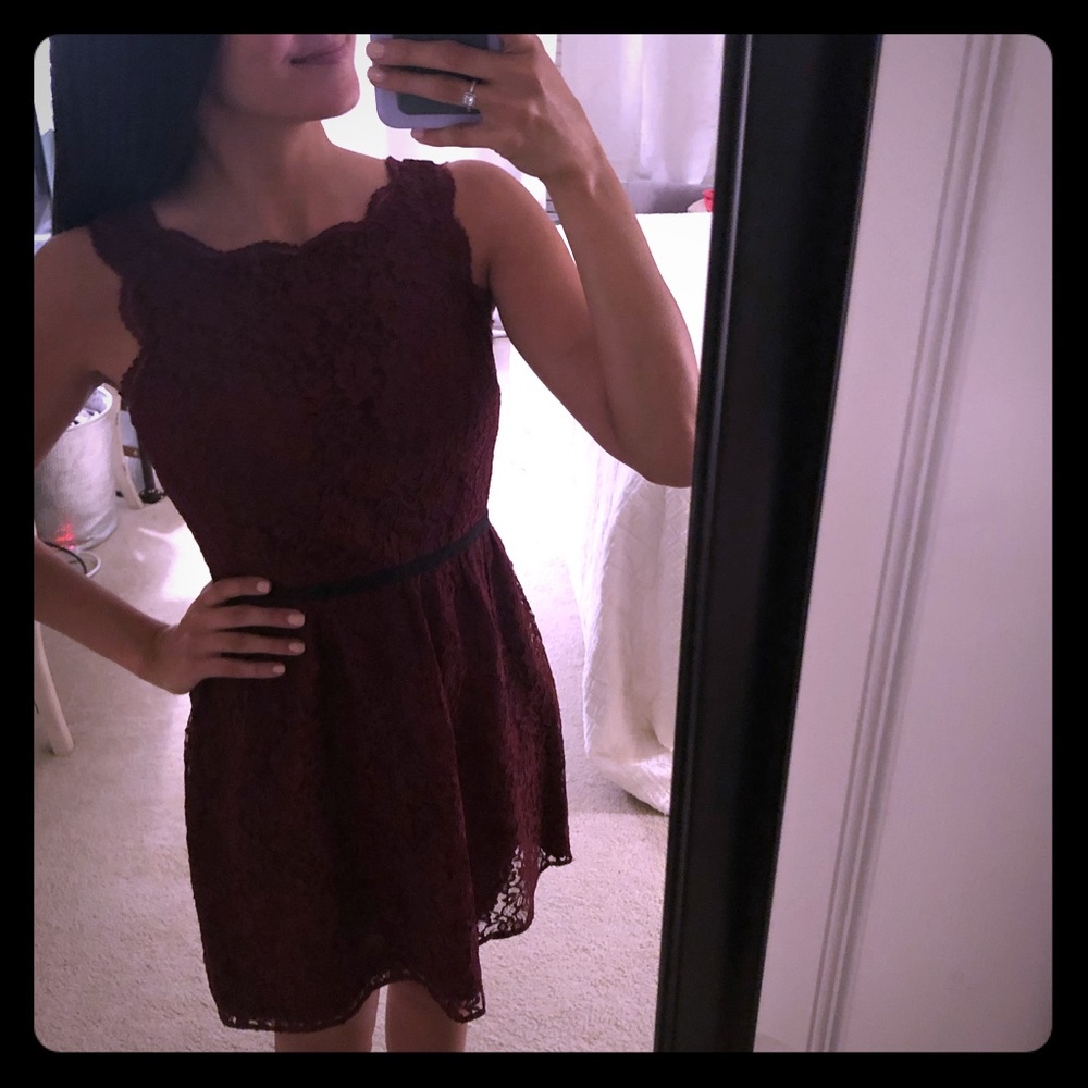 Loft Burgundy Lace Dress